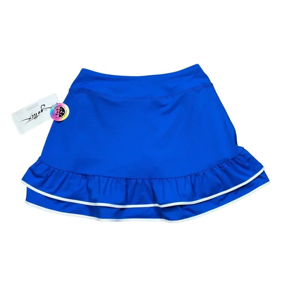 New X By Gottex Blue Tennis Skort Size Medium Ruffles Pickleball Golf Athleisure